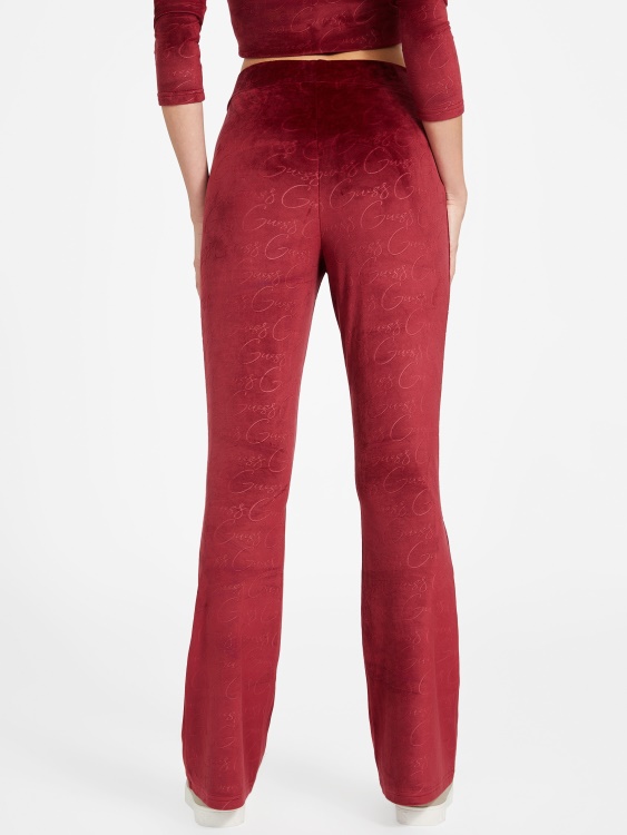 Eco Abia велурени кльощави панталони Guess Beet Juice Red