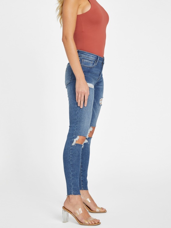 средно унищожени дънки Guess Eco Zuley унищожени със средна талия