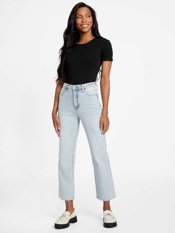 тениска Guess Lizza с бродирано лого в черно