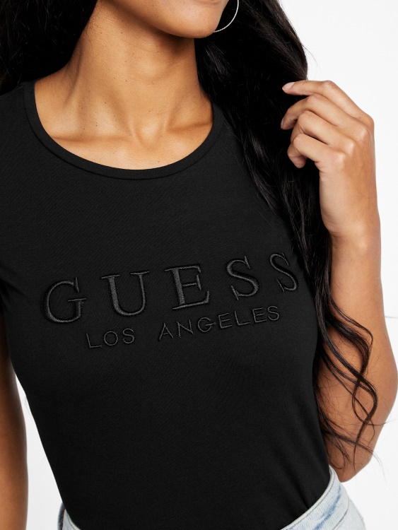тениска Guess Lizza с бродирано лого в черно