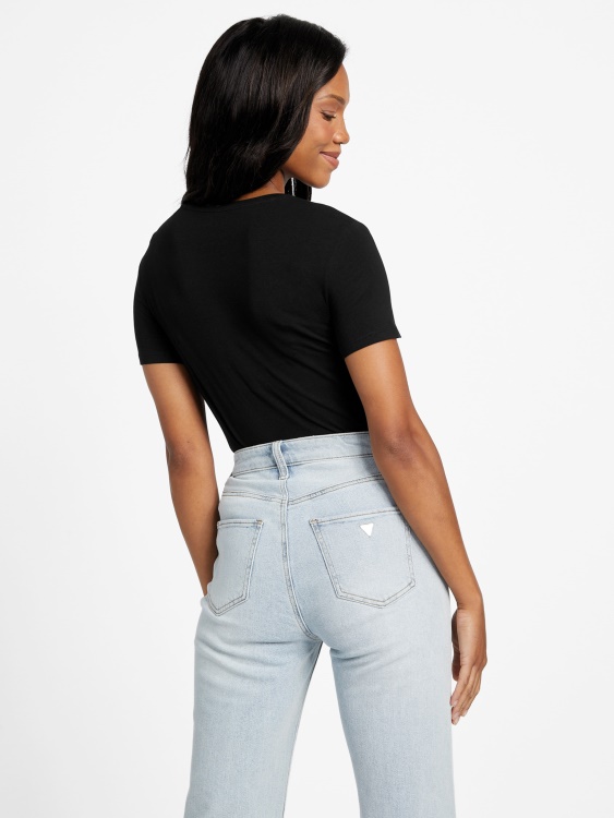 тениска Guess Lizza с бродирано лого в черно