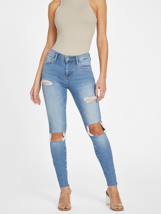 Guess Eco Zuley унищожени тесни дънки със средна талия леки унищожени пране