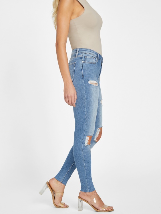 Guess Eco Zuley унищожени тесни дънки със средна талия леки унищожени пране