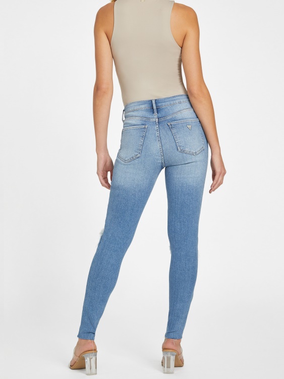 Guess Eco Zuley унищожени тесни дънки със средна талия леки унищожени пране