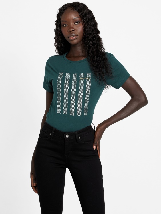 Guess Eco Felix Bling Tee тъмен нефрит