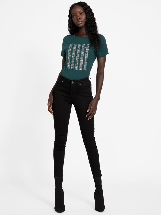 Guess Eco Felix Bling Tee тъмен нефрит
