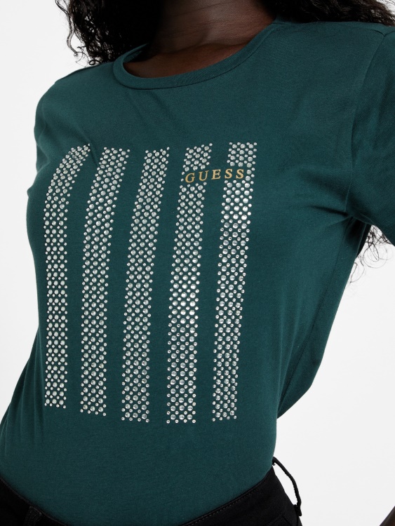 Guess Eco Felix Bling Tee тъмен нефрит