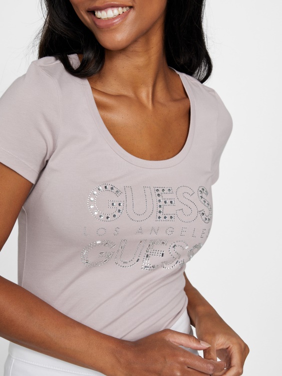 Eco Kambrie тениска с лого на кристали Guess Day Dust