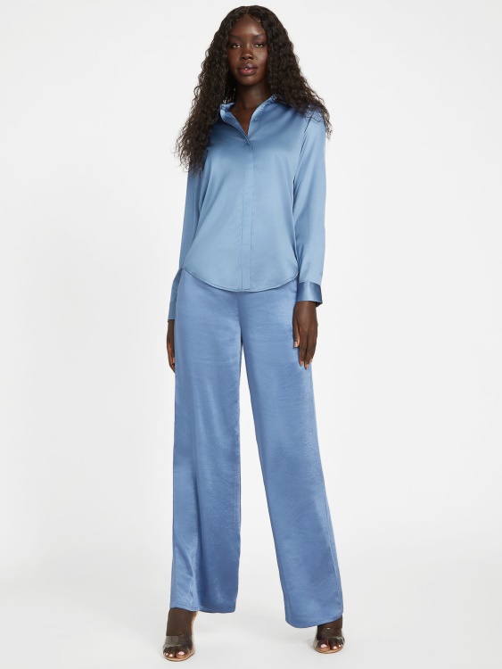 Guess Gia сатенени широки панталони Rigel Blue