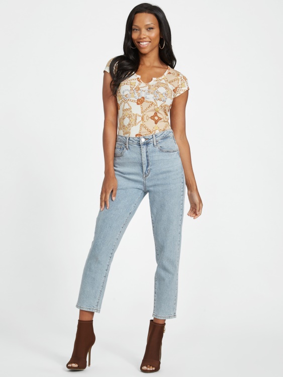 готина зимна тениска с щампа на верижка Guess Holly Crush