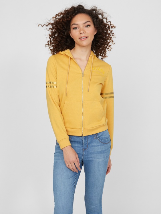 суичър с качулка с цип и лого Apricot Pilar Guess