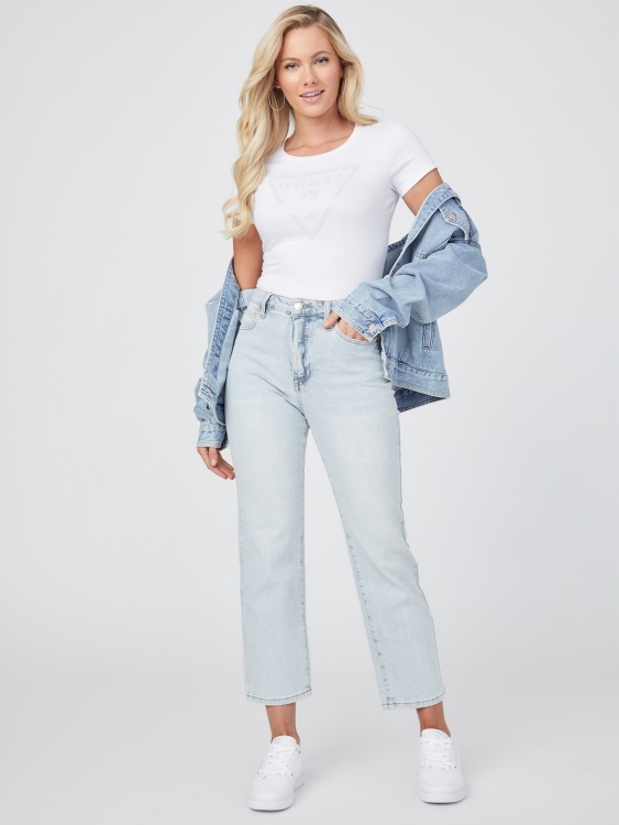 Eco Cathy тениска с лого на кристал чисто бяло Guess