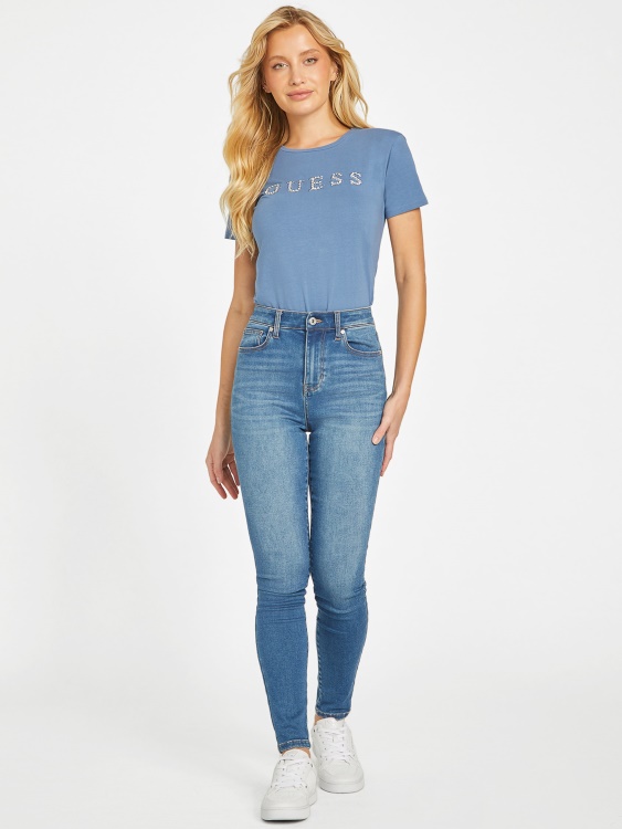 Guess тениска с лого на Rigel Blue Jill Rhinestone