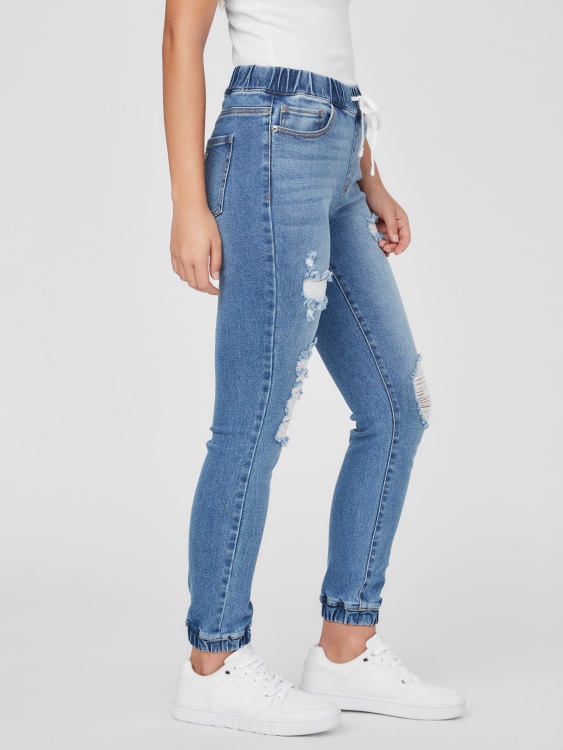 Пейсли дънкови панталони със средна талия Guess средно унищожени