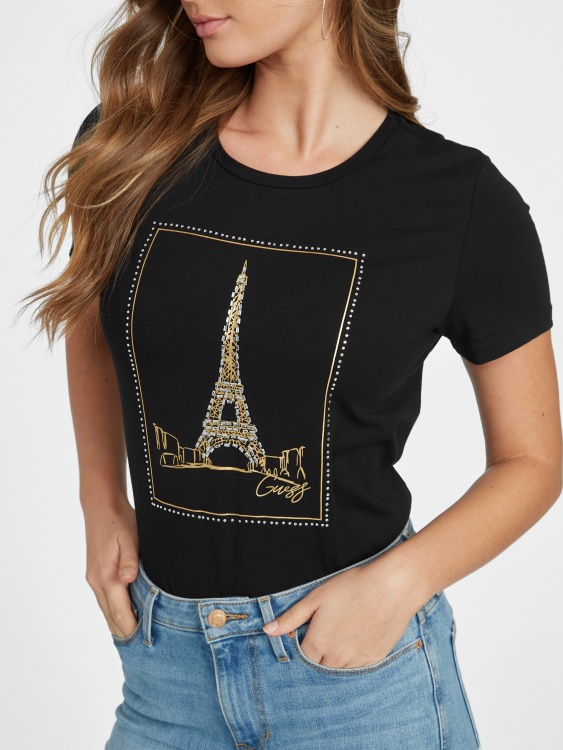 тениска Bettie Tower Guess Jet Black
