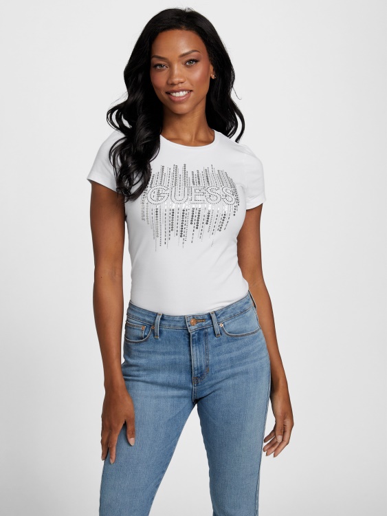 чисто бяла тениска Guess Frances
