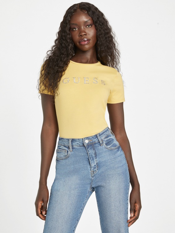 Dusty Sunrise Jill Rhinestone Logo Tee Guess