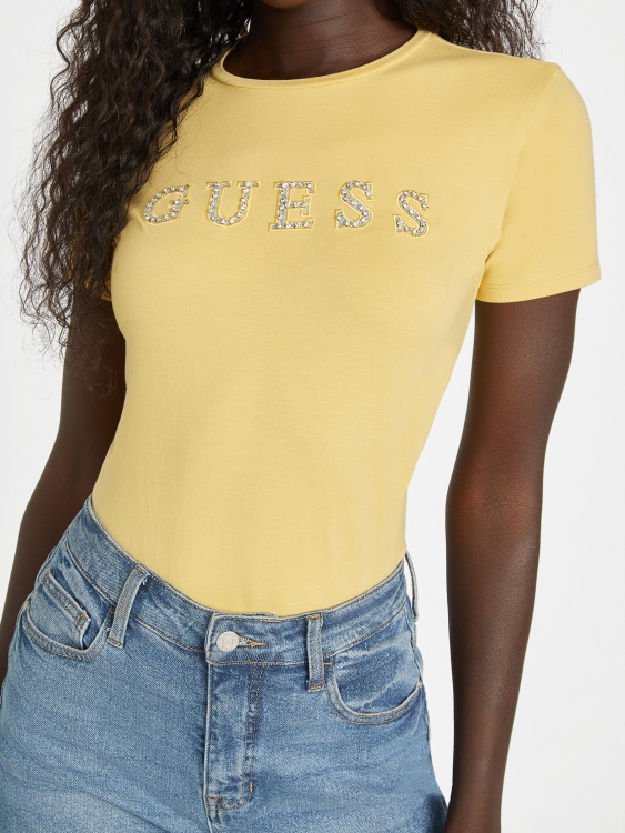 Dusty Sunrise Jill Rhinestone Logo Tee Guess