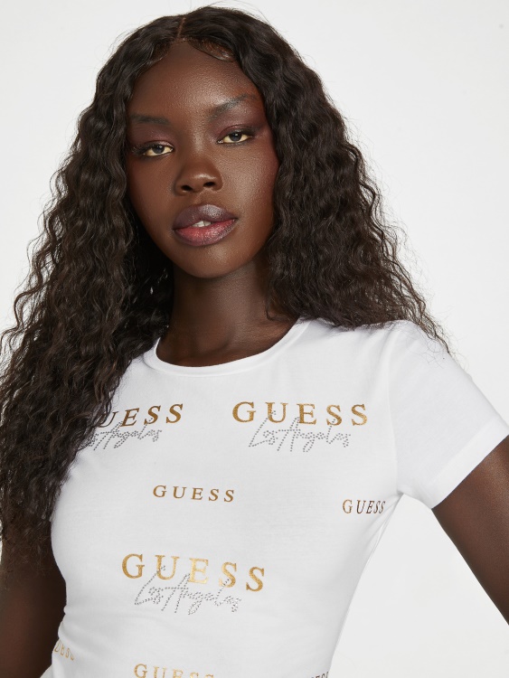 чиста бяла тениска с лого на Guess Eco Catae
