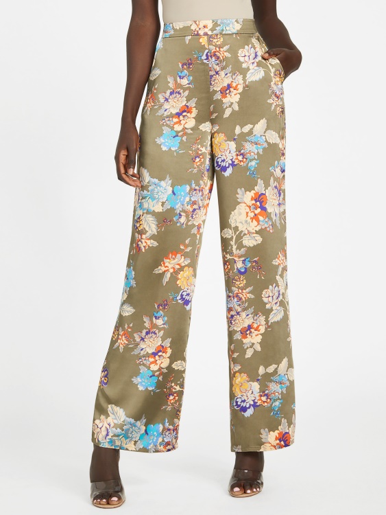 сатенени панталони с широки крачоли Guess Infused Lux Print Gia