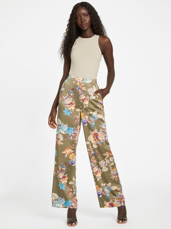 сатенени панталони с широки крачоли Guess Infused Lux Print Gia