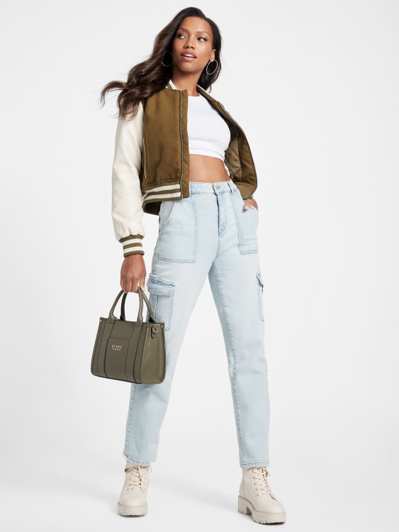 Guess Eco Hayden високо карго дънки леки пране
