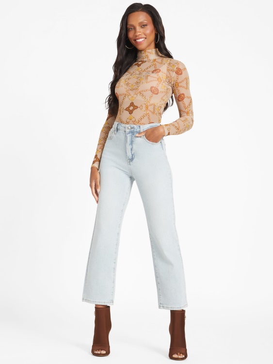 Eco Eara Top Cabana Scroll Foamy Taupe Guess
