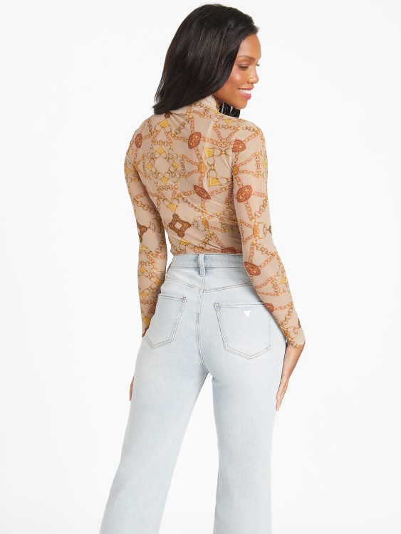 Eco Eara Top Cabana Scroll Foamy Taupe Guess
