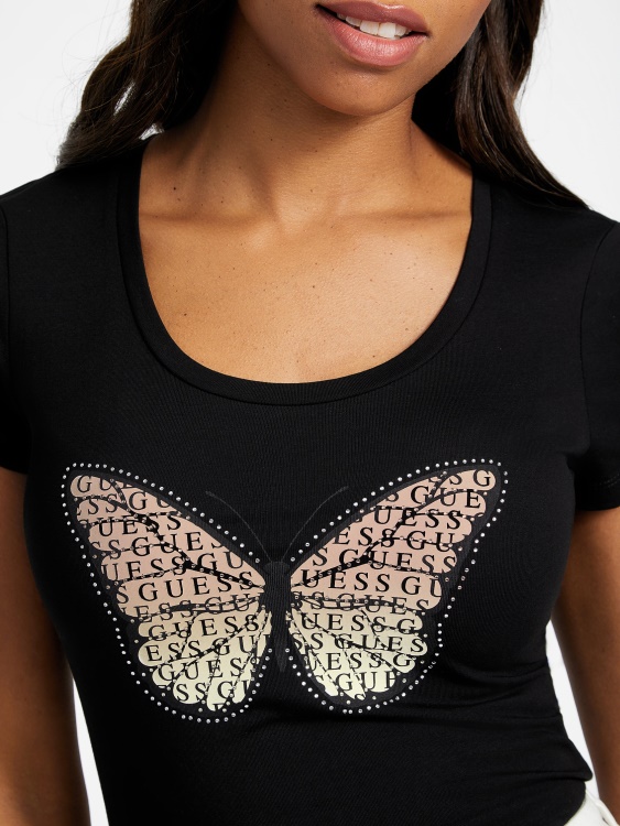 Butters логографична тениска Guess джет черно