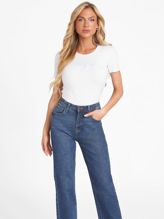 Lizza бродирано лого Tee Guess чисто бяло