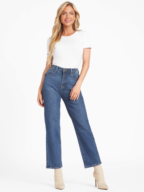 Lizza бродирано лого Tee Guess чисто бяло