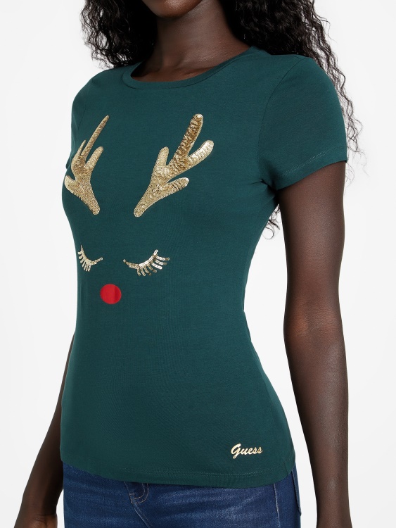 тениска Eco Vixen тъмен нефрит Guess
