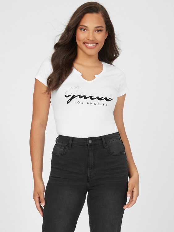 тениска с лого на Guess чисто бял анасон