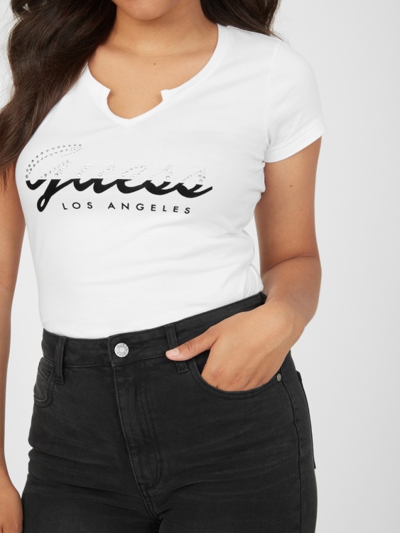 тениска с лого на Guess чисто бял анасон