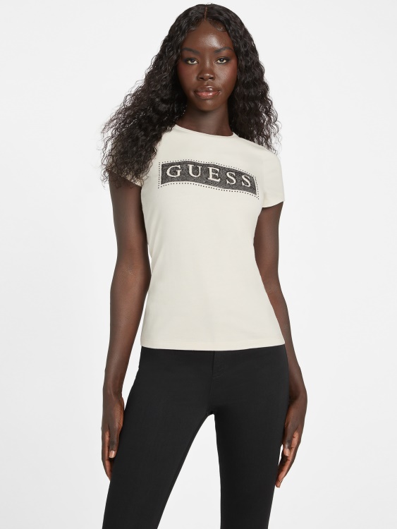 тениска със стоманени пайети и кристали перлена стрида Guess