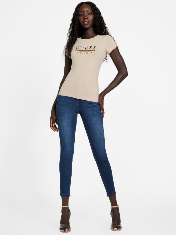 стерлинги тениска с пайети Guess кадифено кафяво