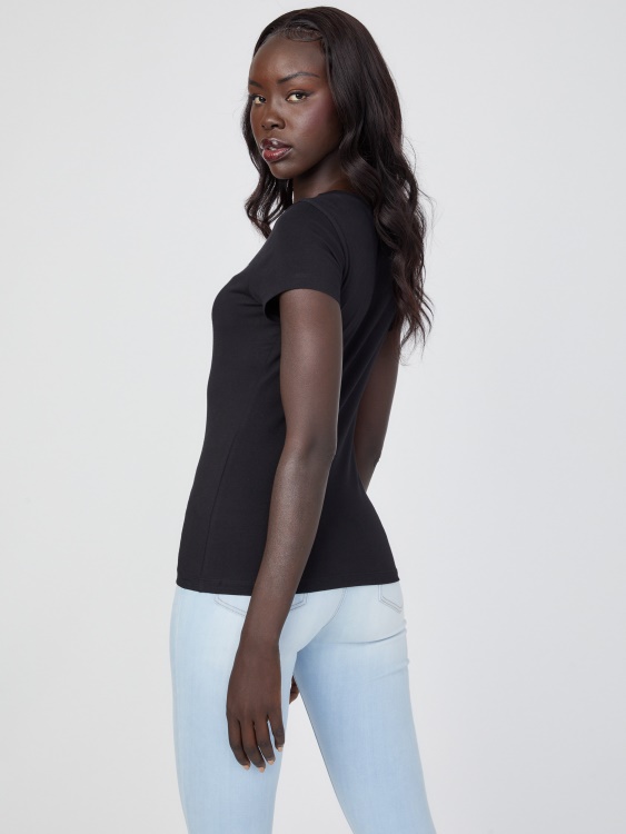 черна еко тениска с лого на страз, тениска Guess