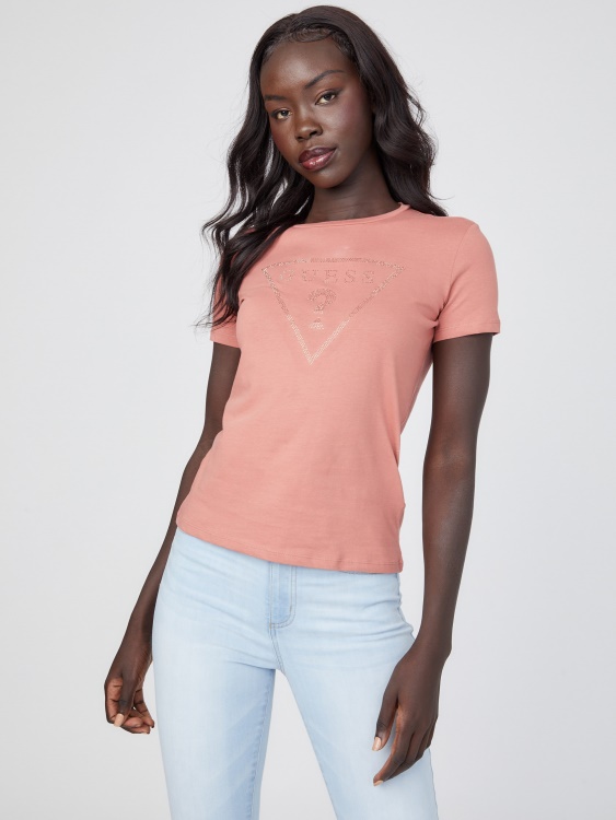 Guess Tee Zillah Rhinestone Logo Red Glen