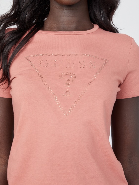 Guess Tee Zillah Rhinestone Logo Red Glen