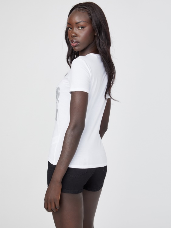 Guess Eco Karyn модел графична тениска True White