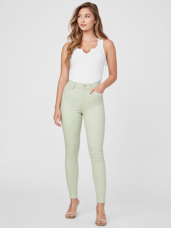 тесни дънки с висока талия Dried Sage Simone Guess