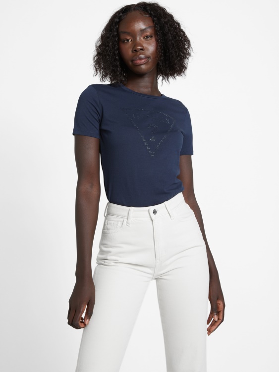 Guess Tee Zillah Rhinestone Logo най-наситено синьо