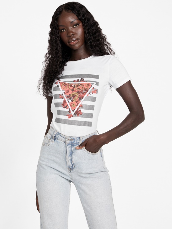 тениска с лого на Eco Trinity True White Guess