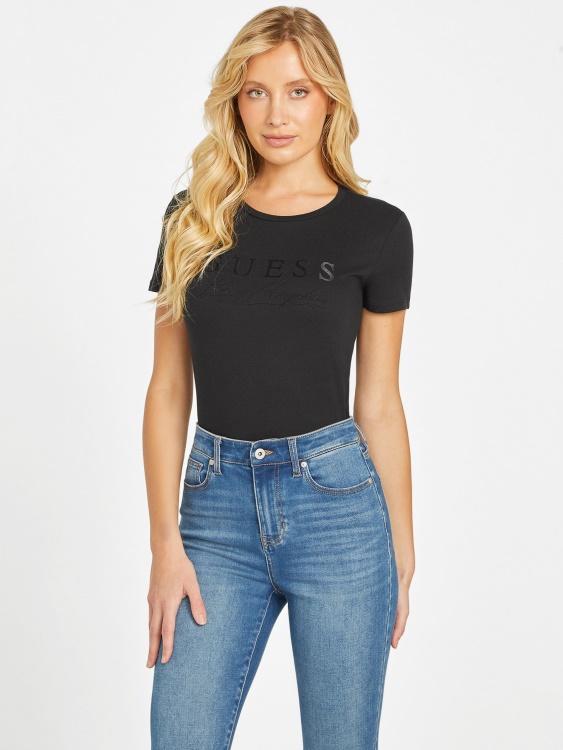 черна тениска Guess Eco Sallie с лого