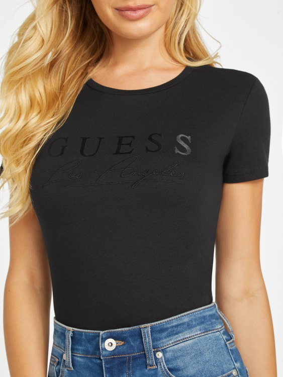 черна тениска Guess Eco Sallie с лого