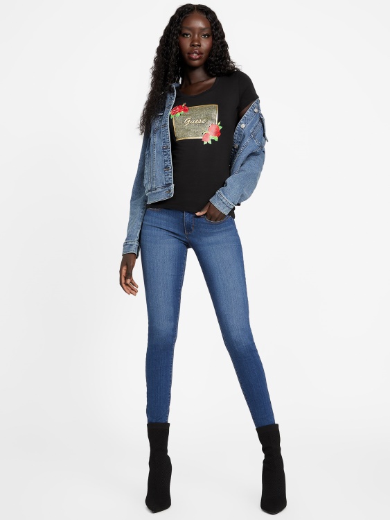 Camille Rhinestone Tee Guess Jet Black