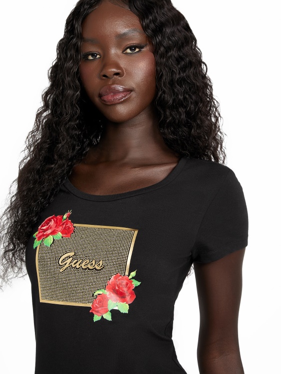 Camille Rhinestone Tee Guess Jet Black