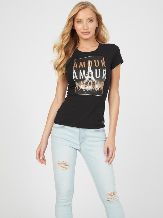 Madame Graphic Tee Jet Black Guess