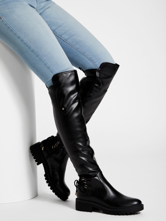 Guess Black1 високи ботуши с връзки