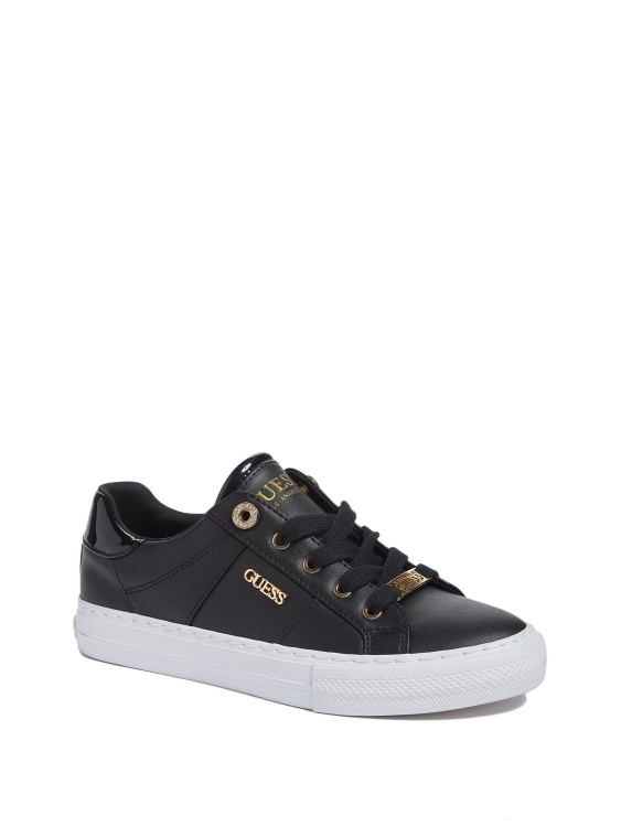Guess Black1 погледнете ниски кецове от изкуствена кожа